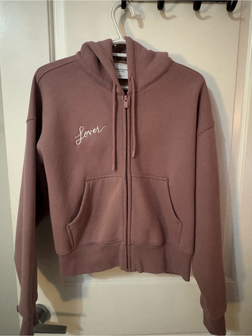 Embroidered "Lover" Aritzia Boyfriend Boxy Zip-Up Hoodie Medium Swiftie